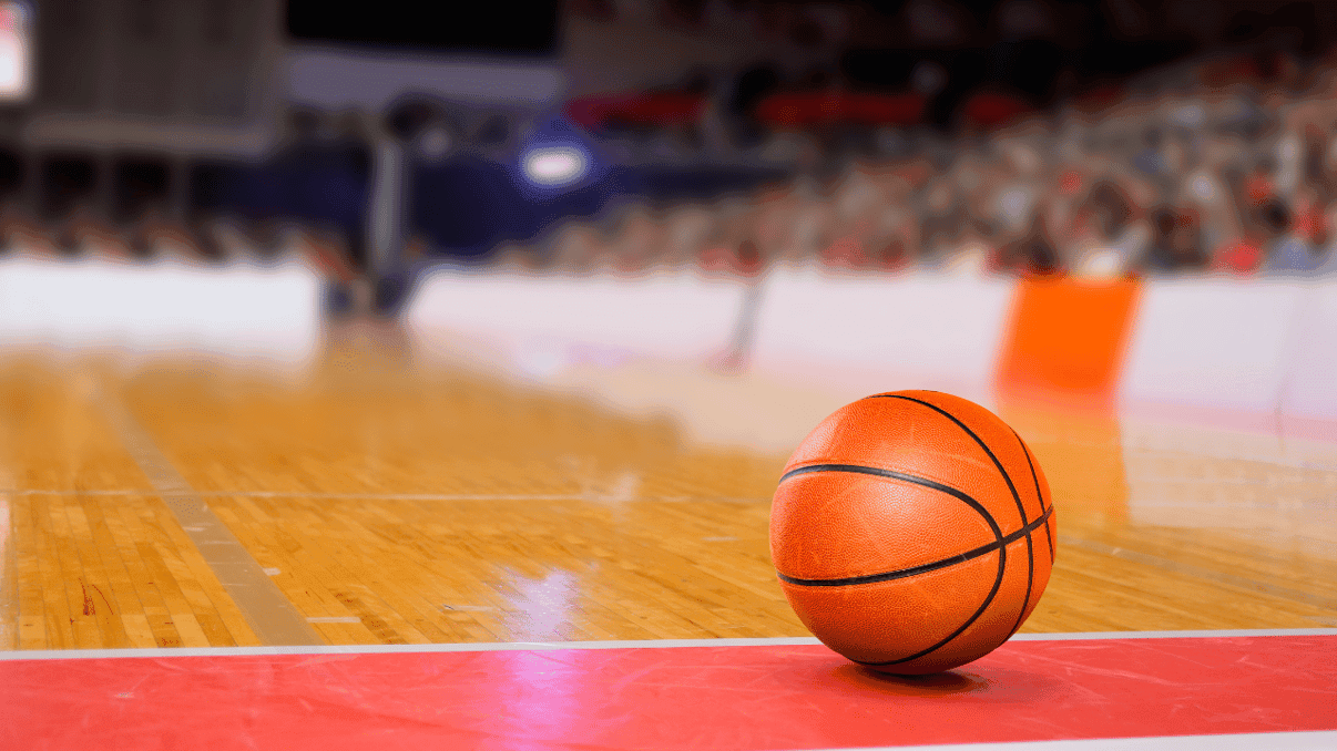 Basketball game at a sports arena