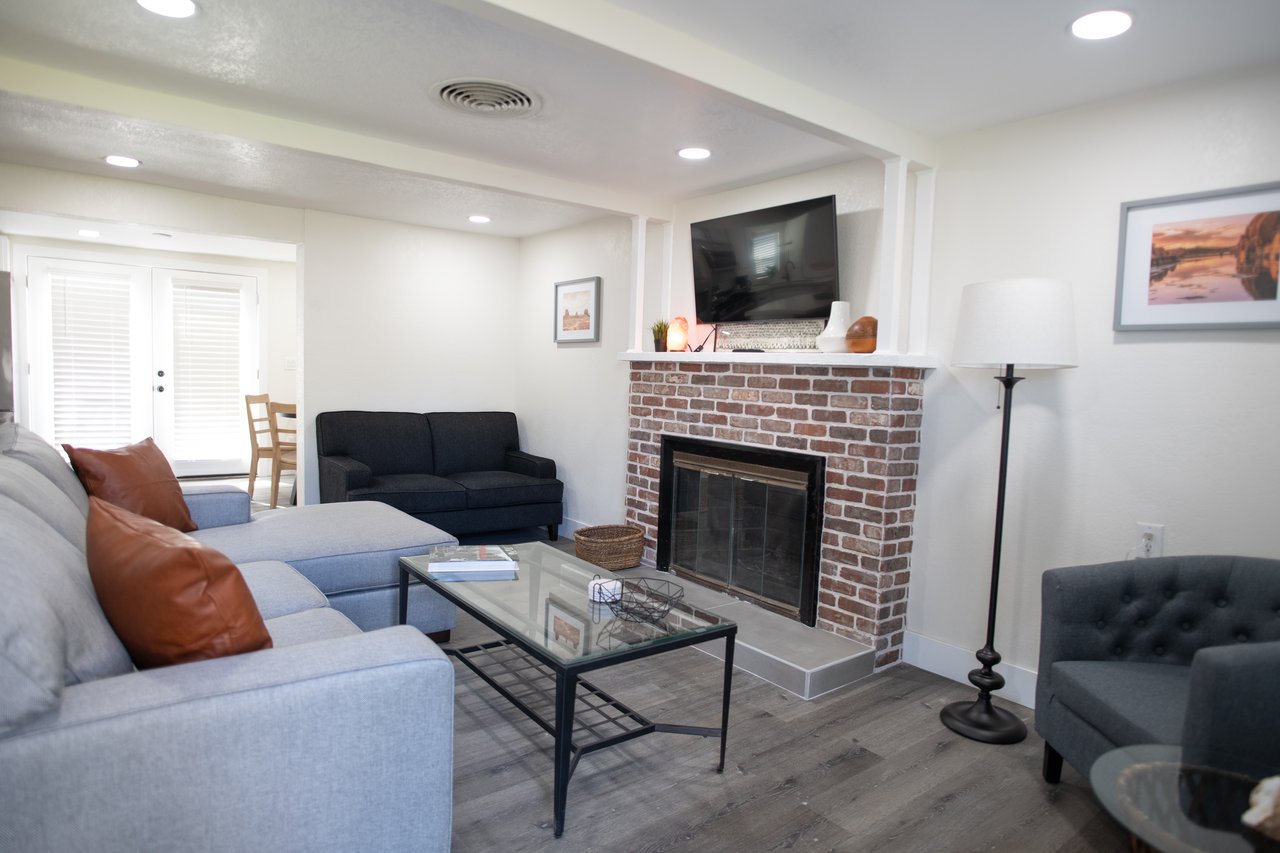Living Room with television and fireplace