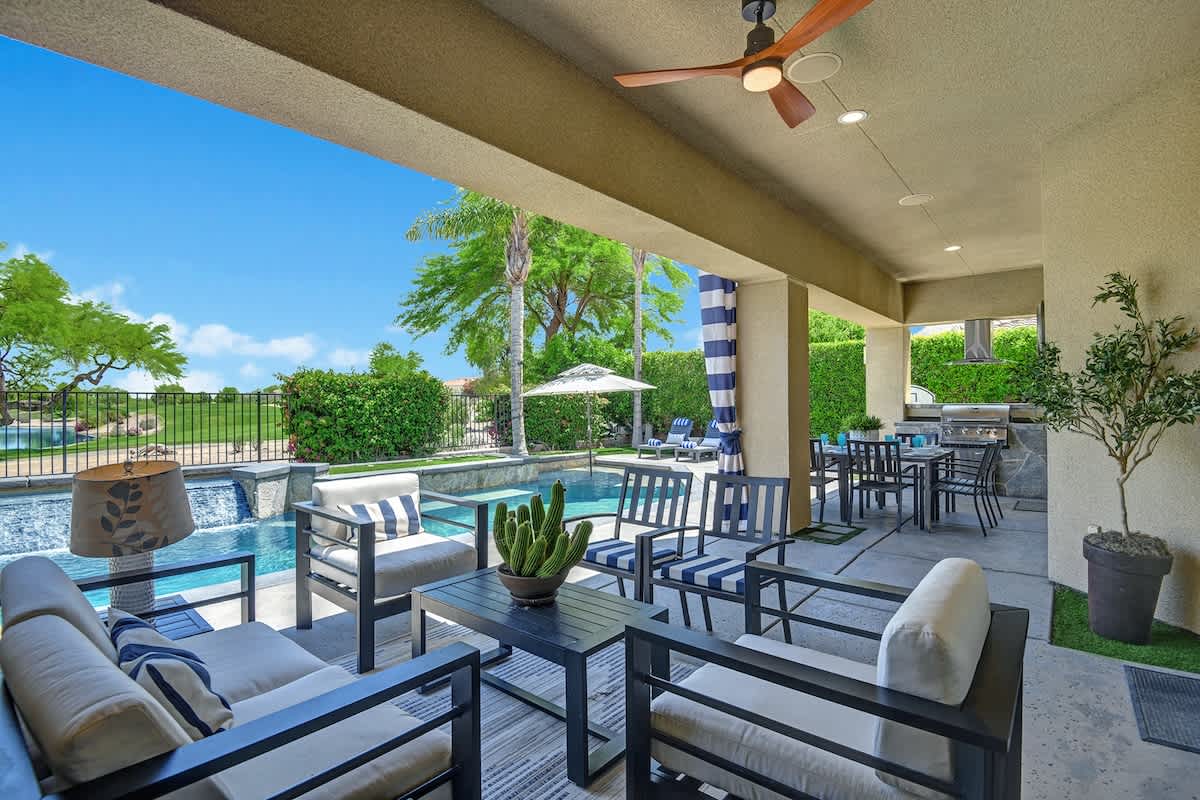 Poolside view of a vacation home