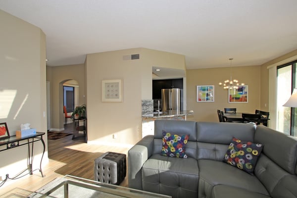 Sink into the modern sectional and enjoy the open-concept design connecting your living, dining, and kitchen spaces—perfect for gathering with loved ones or unwinding after exploring the area.
