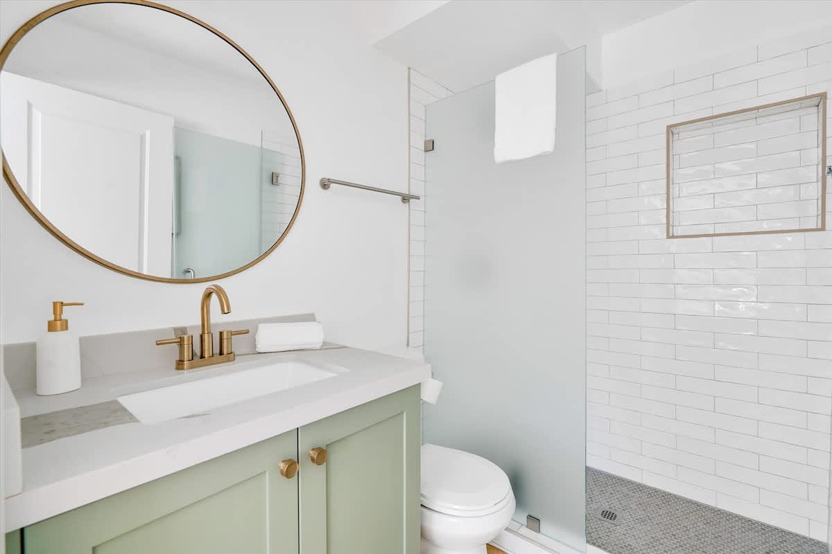 Bathroom with shower unit